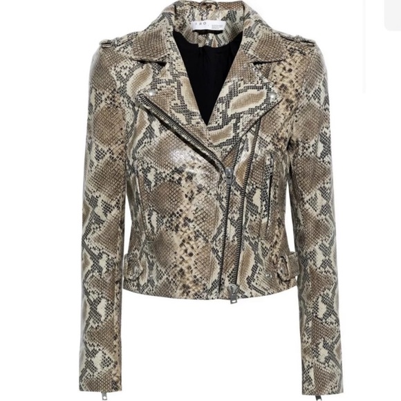 CLEARANCE🎃 NWT IRO Luiga Snake-Effect Leather Biker Jacket new with tags - Picture 1 of 7